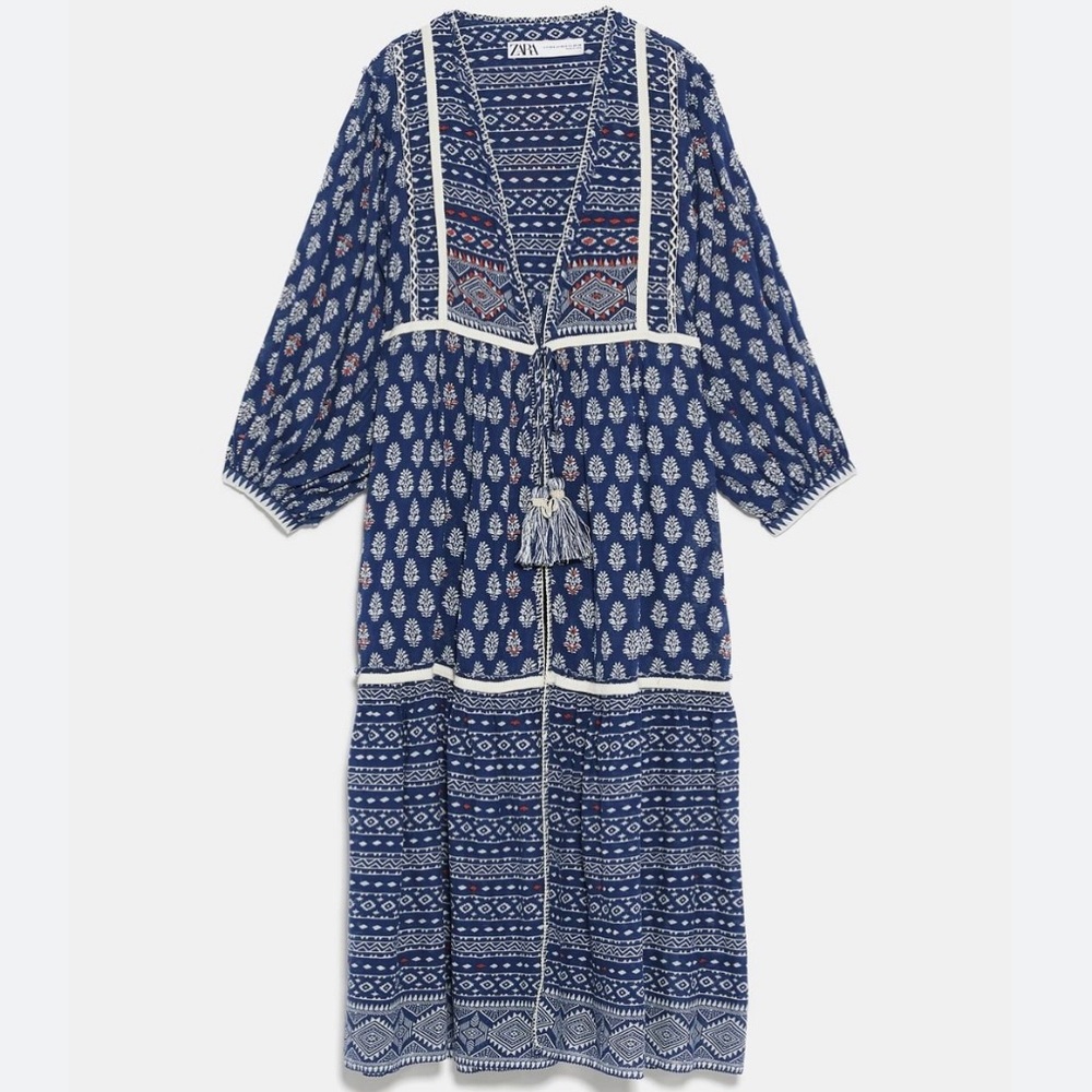 NWT Zara M/L Printed Kimono Robe with Embroidery